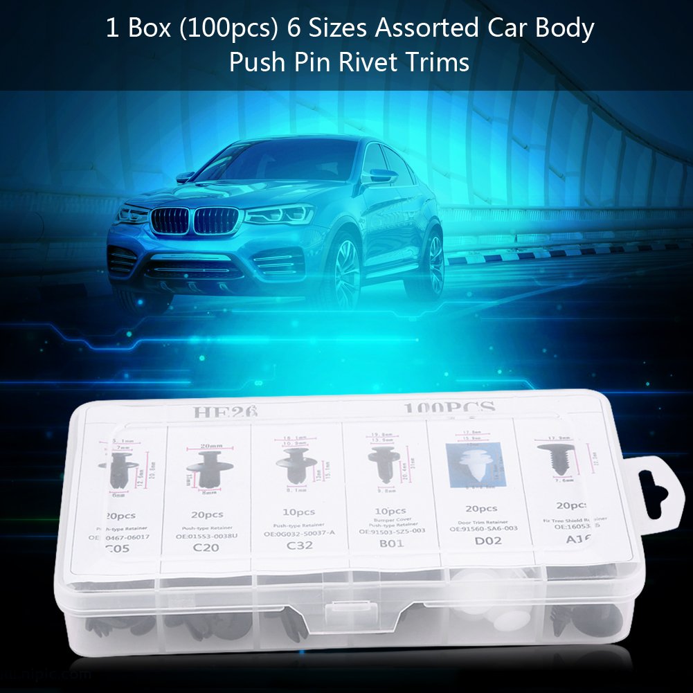 Caja de 100 Remaches multifuncionales para vehiculos