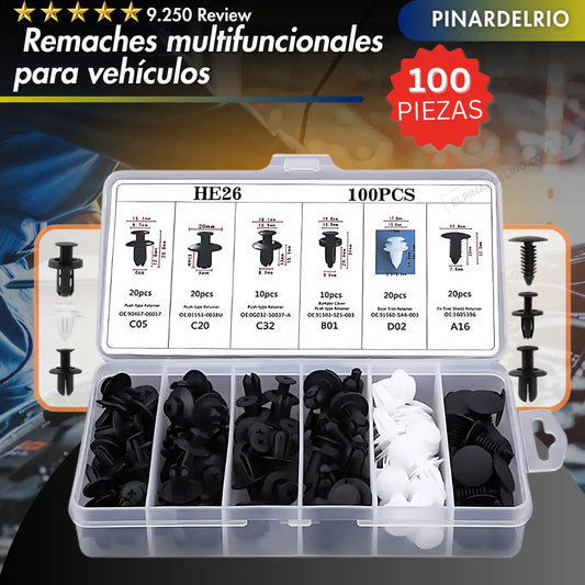 Caja de 100 Remaches multifuncionales para vehiculos